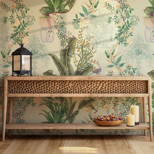 PAPER PLANE DESIGN Indian Ethnic Traditional Vintage Decorative Garden Wallpaper Mural for Living Room (8 FEET X 10 FEET, SELF Adhesive Vinyl) - Image 4