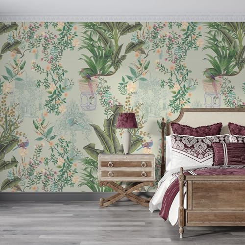 PAPER PLANE DESIGN Indian Ethnic Traditional Vintage Decorative Garden Wallpaper Mural for Living Room (8 FEET X 10 FEET, SELF Adhesive Vinyl) - Image 2