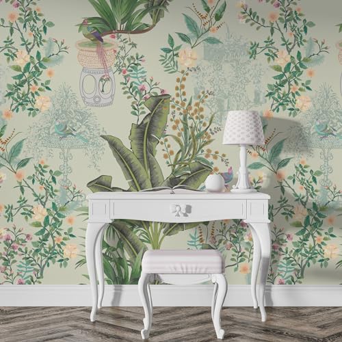 PAPER PLANE DESIGN Indian Ethnic Traditional Vintage Decorative Garden Wallpaper Mural for Living Room (8 FEET X 10 FEET, SELF Adhesive Vinyl) - Image 5