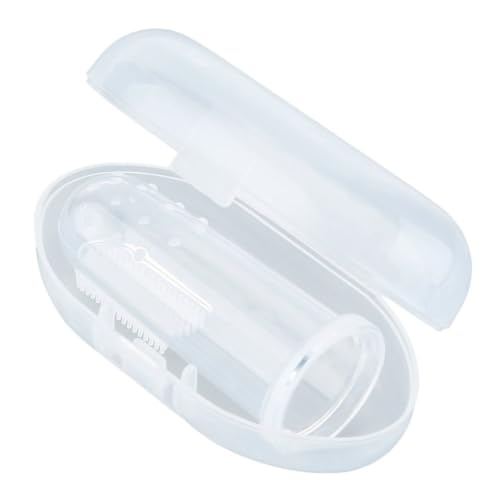 AKOAK 1 Pack Useful Baby Finger Toothbrush Soft Silicone Training Toothbrush with Storage Box, Baby Teeth Cleaning Massage Oral Care (White) - Image 1