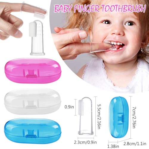 AKOAK 1 Pack Useful Baby Finger Toothbrush Soft Silicone Training Toothbrush with Storage Box, Baby Teeth Cleaning Massage Oral Care (White) - Image 4