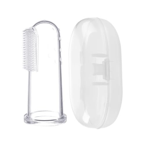 AKOAK 1 Pack Useful Baby Finger Toothbrush Soft Silicone Training Toothbrush with Storage Box, Baby Teeth Cleaning Massage Oral Care (White) - Image 3