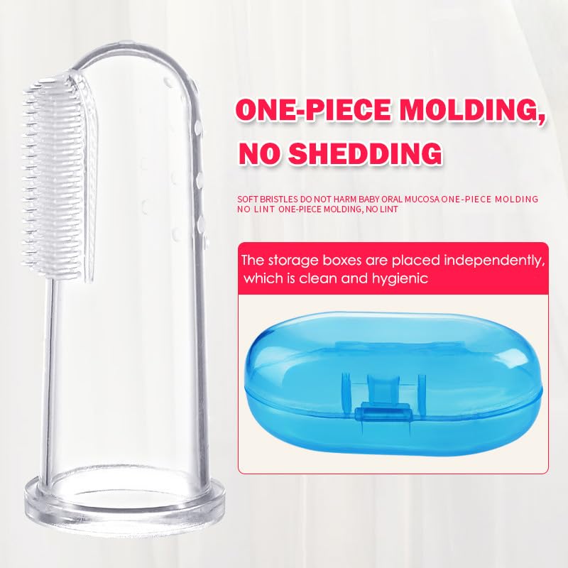 AKOAK 1 Pack Useful Baby Finger Toothbrush Soft Silicone Training Toothbrush with Storage Box, Baby Teeth Cleaning Massage Oral Care (White) - Image 5