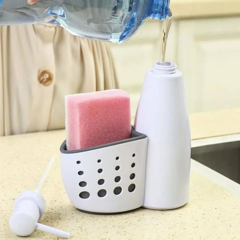 YUGMI SHOP Kitchen Sink Organizer Plastic Dish Washing Organiser Kitchen Bathroom Dishwasher Liquid Bottles Soap Liquid Dispenser Sponge Holder Soap Dispenser for Sink Kitchen Organiser - Image 3