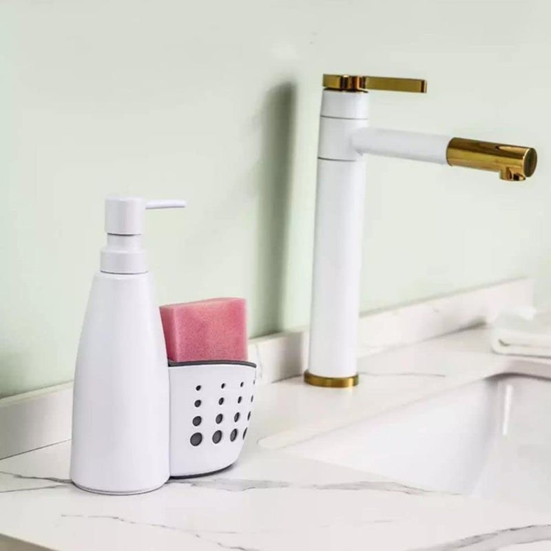 YUGMI SHOP Kitchen Sink Organizer Plastic Dish Washing Organiser Kitchen Bathroom Dishwasher Liquid Bottles Soap Liquid Dispenser Sponge Holder Soap Dispenser for Sink Kitchen Organiser - Image 5
