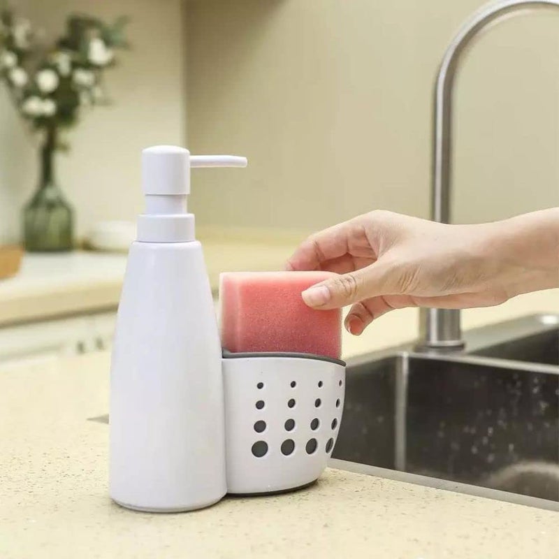 YUGMI SHOP Kitchen Sink Organizer Plastic Dish Washing Organiser Kitchen Bathroom Dishwasher Liquid Bottles Soap Liquid Dispenser Sponge Holder Soap Dispenser for Sink Kitchen Organiser - Image 2