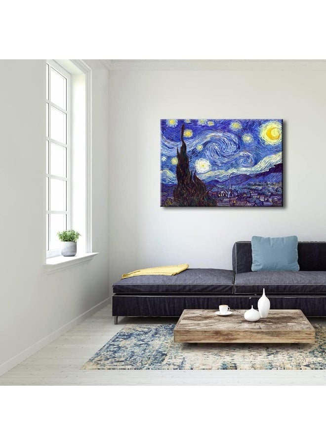 Pyradecor Large Starry Night Van Gogh Oil Paintings Reproduction Canvas Prints Abstract Landscape Pictures Canvas Wall Art for Home Office Bedroom Decorations AH1086-5070 - Image 3