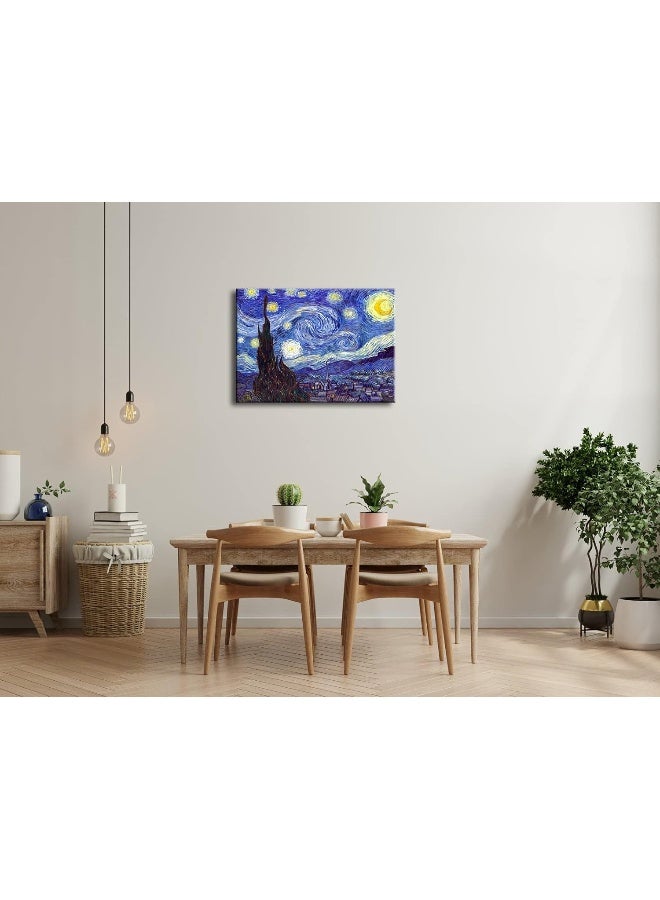 Pyradecor Large Starry Night Van Gogh Oil Paintings Reproduction Canvas Prints Abstract Landscape Pictures Canvas Wall Art for Home Office Bedroom Decorations AH1086-5070 - Image 4
