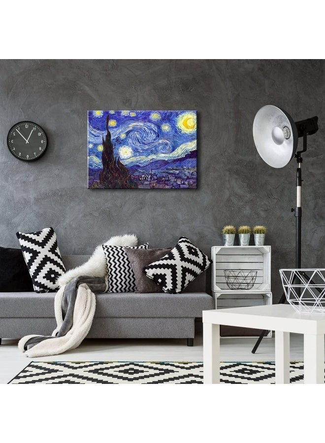 Pyradecor Large Starry Night Van Gogh Oil Paintings Reproduction Canvas Prints Abstract Landscape Pictures Canvas Wall Art for Home Office Bedroom Decorations AH1086-5070 - Image 2