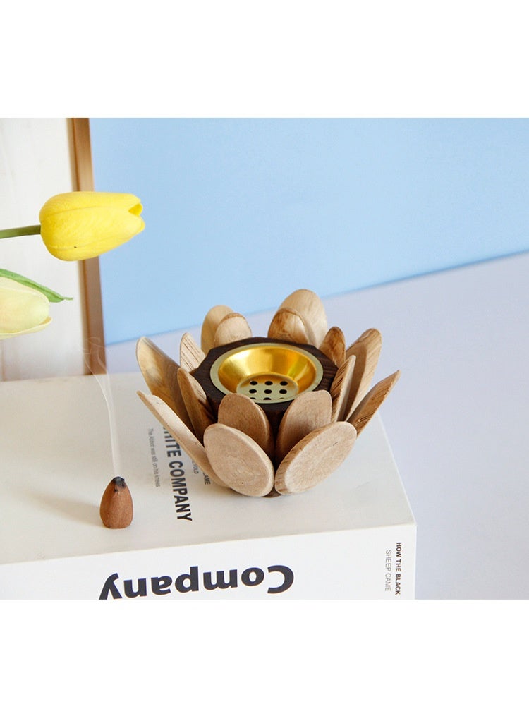 Simple Modern Golden Metal Ceramic Combination Incense Burner - Image 4