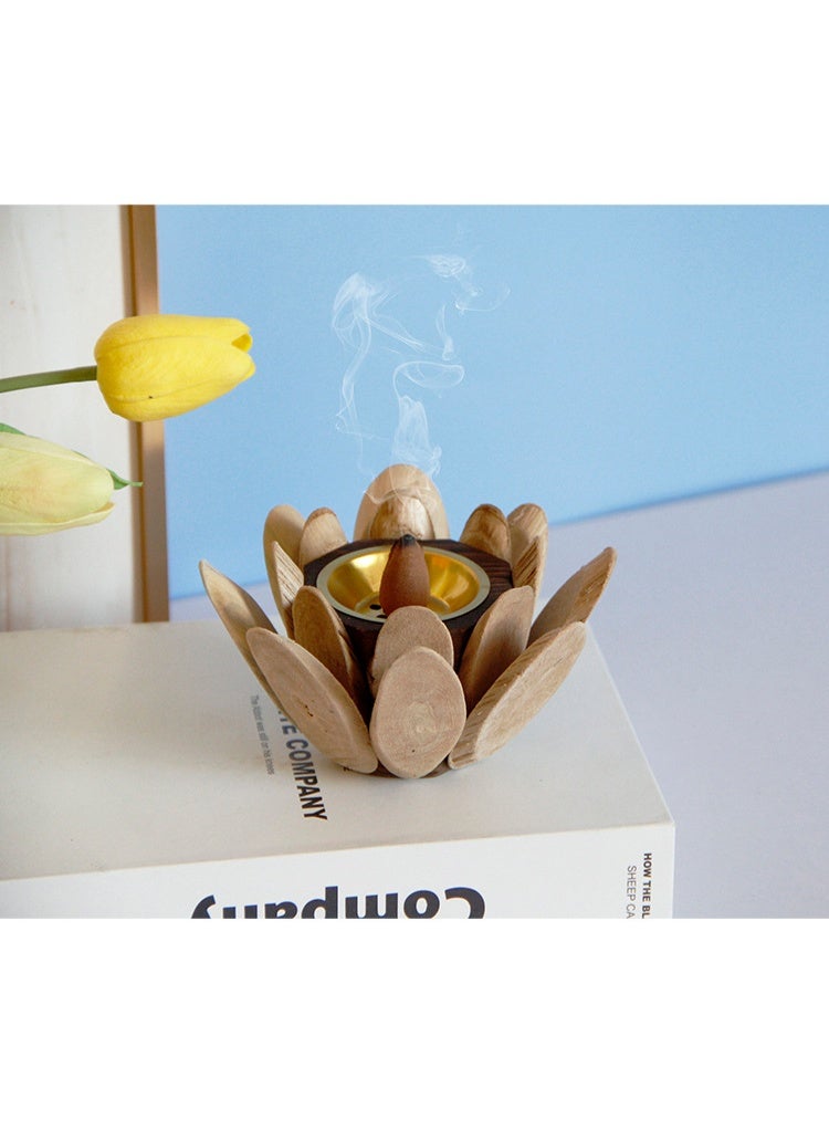 Simple Modern Golden Metal Ceramic Combination Incense Burner - Image 2