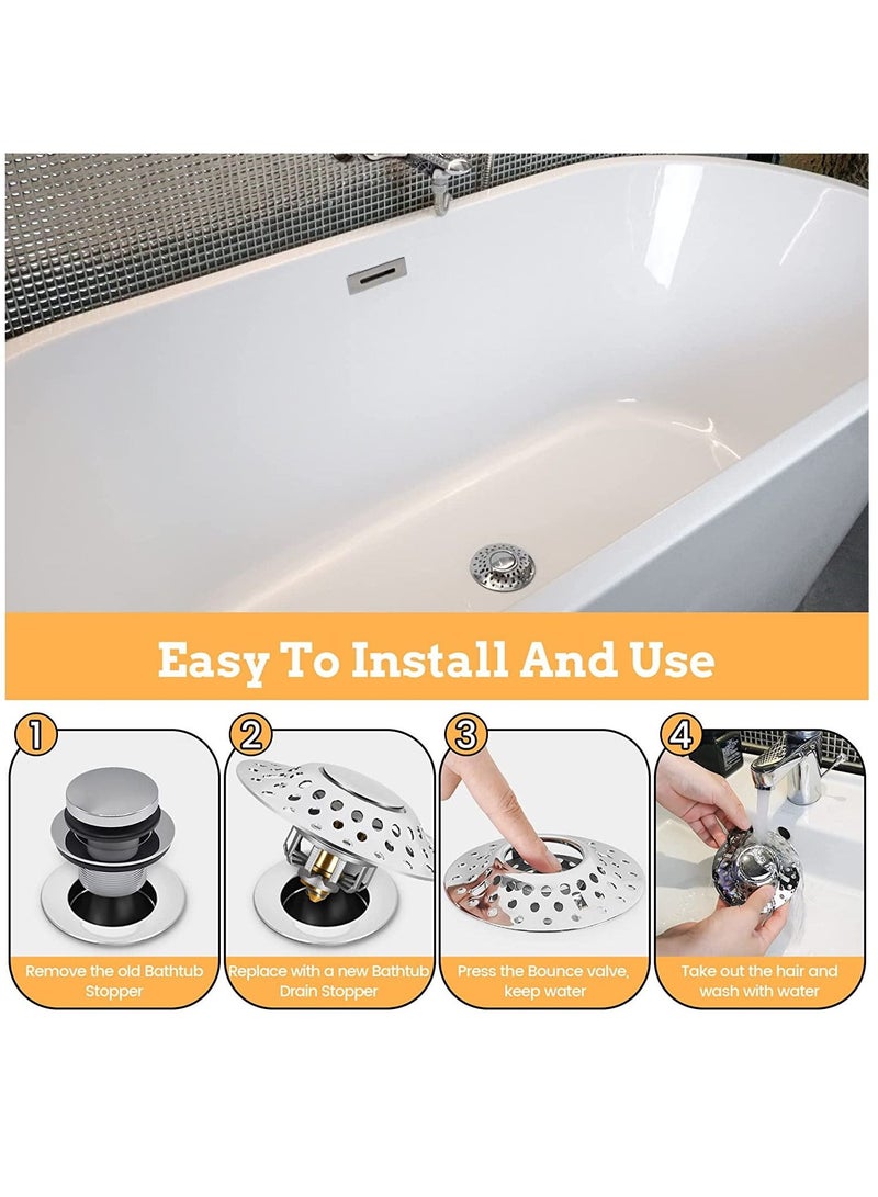 SYOSI Universal Bathtub Stopper with Cover Hair Collector, Bathtub Drain Cover Stopper, pop up Bathtub Drain Plug, Easy to Install and Clean, for 1.6"-2.1" Drain Hole - Image 4
