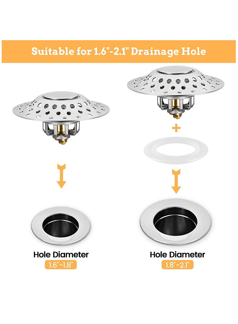 SYOSI Universal Bathtub Stopper with Cover Hair Collector, Bathtub Drain Cover Stopper, pop up Bathtub Drain Plug, Easy to Install and Clean, for 1.6"-2.1" Drain Hole - Image 3