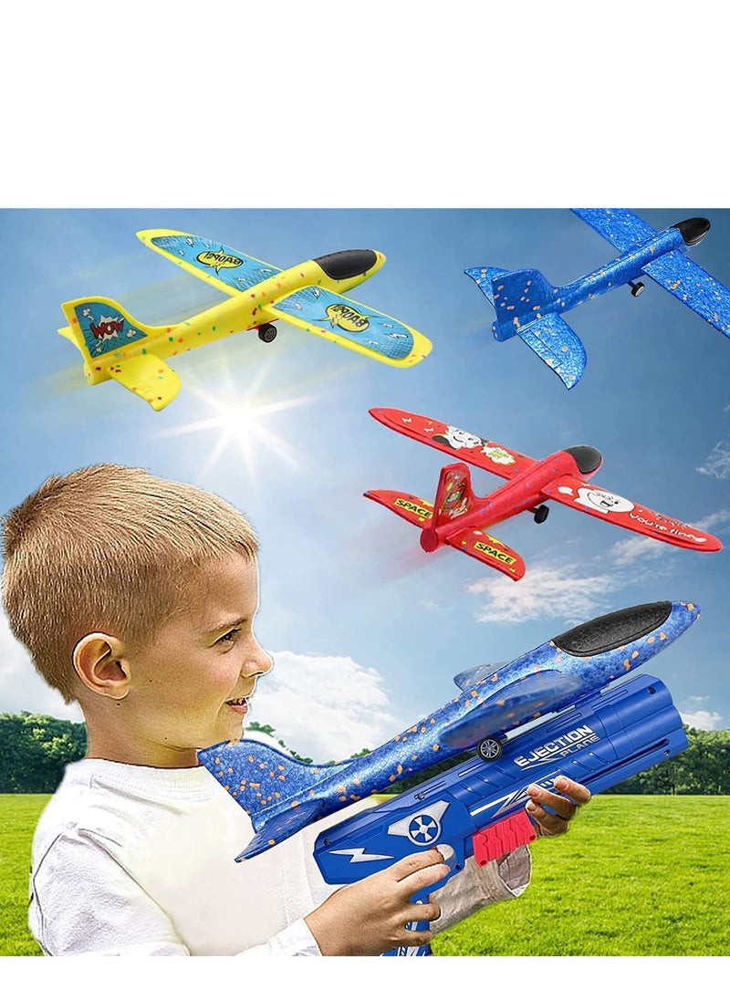 1 PC Airplane Outdoor Toys Kids Toy Airplane Launcher Toys Foam Glider Plane Flying Outdoor Shooting Toys Birthday Gift Toys for Kids Outdoor Sport Toys Party Favors In Multicolor  - Image 1