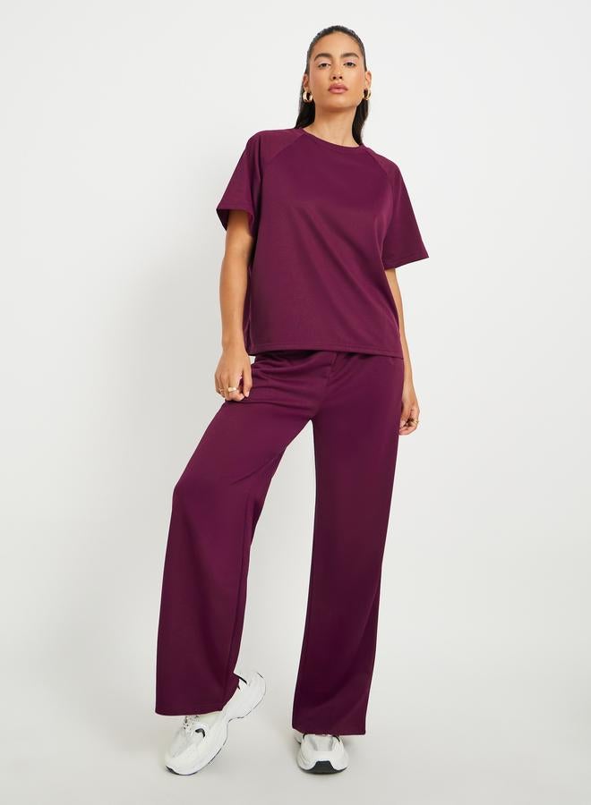 Take Two Take Two Slogan Back Print Raglan Sleeves T-Shirt and Pants Co-Ords  - Image 3