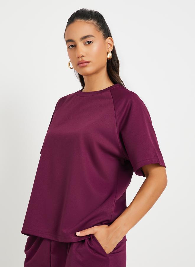Take Two Take Two Slogan Back Print Raglan Sleeves T-Shirt and Pants Co-Ords  - Image 4