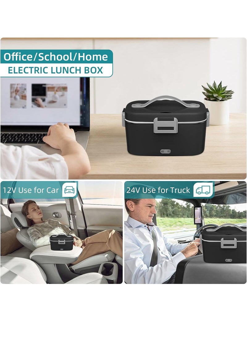 Uwals Portable Electric Lunch Box with Thermal Bag 1.8L (75W/12V/24V/220V), Portable Electronic Thermal Lunch Box in Stainless Steel, Office and Car, Black - Image 4
