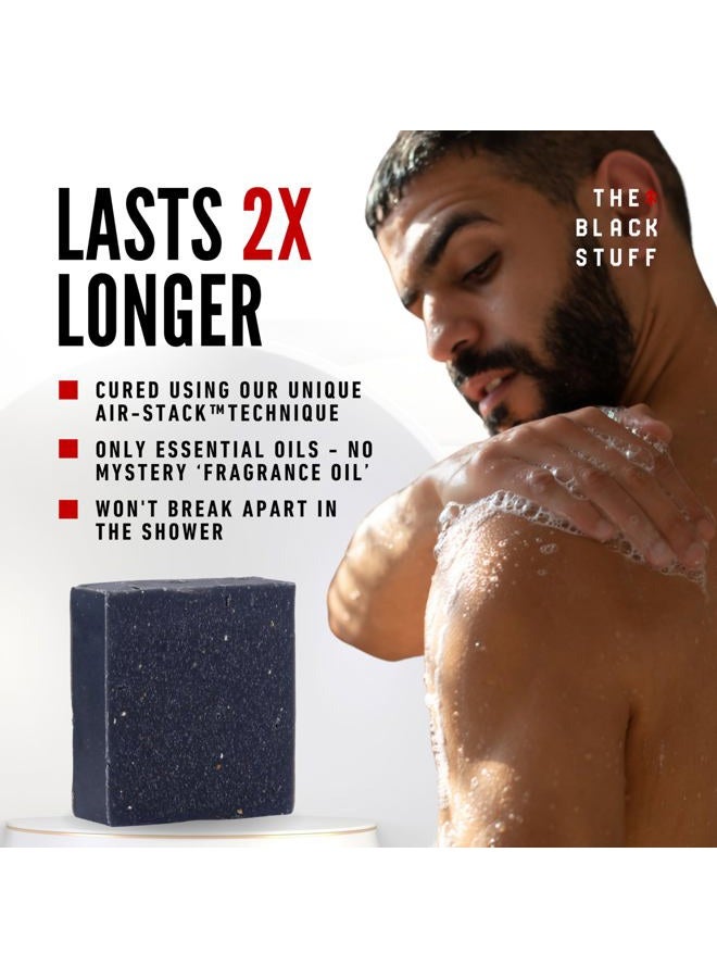 The Black Stuff Pine Tar Soap - Mens Bar Soap Made with Pine Tar, Organic Ingredients and Essential Oils - Handmade Cold Process Body Soap for Men - Moisturizing and Cleansing organic Bath Soaps - Image 3