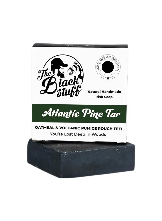 The Black Stuff Pine Tar Soap - Mens Bar Soap Made with Pine Tar, Organic Ingredients and Essential Oils - Handmade Cold Process Body Soap for Men - Moisturizing and Cleansing organic Bath Soaps - Image 1