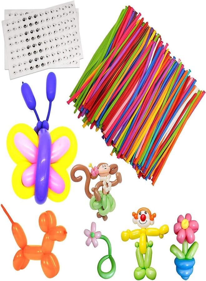 Hiquaty 100Pcs Magic Balloons, Colorful Long Latex Balloons Twisting DIY Animal Balloon Premium Quality Balloons for Beginners Children's Party Carnivals Party Decoartions