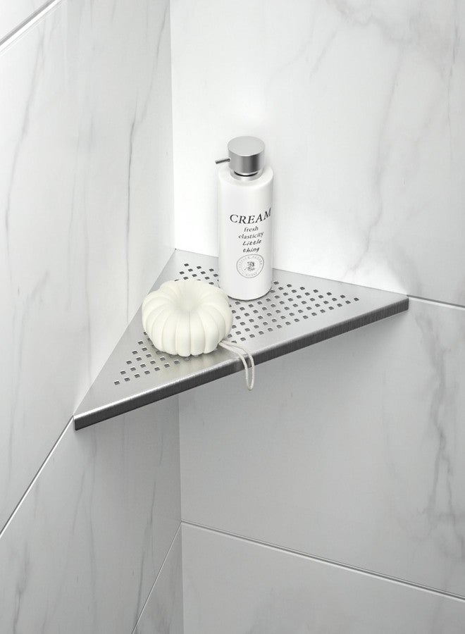 Bernkot Corner Shower Shelf, 304 Stainless Steel 12" Brushed Recessed Corner Shelf Bathroom Shower Shelf for Tiled Wall, No Drilling, Large Size - Image 1