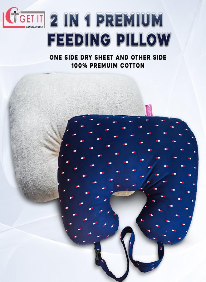 GET IT Premium Baby Breast Feeding Pillow with Detachable Cover | Newborn Nursing Pillow with Zip Buckle Adjustment | Infant Support for Baby and Mom Breastfeeding-Navy Blue Print - Image 3