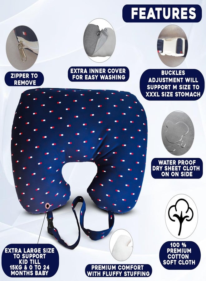 GET IT Premium Baby Breast Feeding Pillow with Detachable Cover | Newborn Nursing Pillow with Zip Buckle Adjustment | Infant Support for Baby and Mom Breastfeeding-Navy Blue Print - Image 2