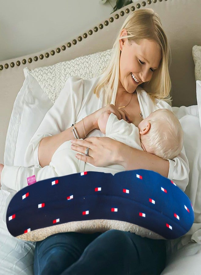 GET IT Premium Baby Breast Feeding Pillow with Detachable Cover | Newborn Nursing Pillow with Zip Buckle Adjustment | Infant Support for Baby and Mom Breastfeeding-Navy Blue Print - Image 1