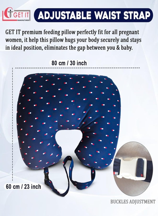 GET IT Premium Baby Breast Feeding Pillow with Detachable Cover | Newborn Nursing Pillow with Zip Buckle Adjustment | Infant Support for Baby and Mom Breastfeeding-Navy Blue Print - Image 5