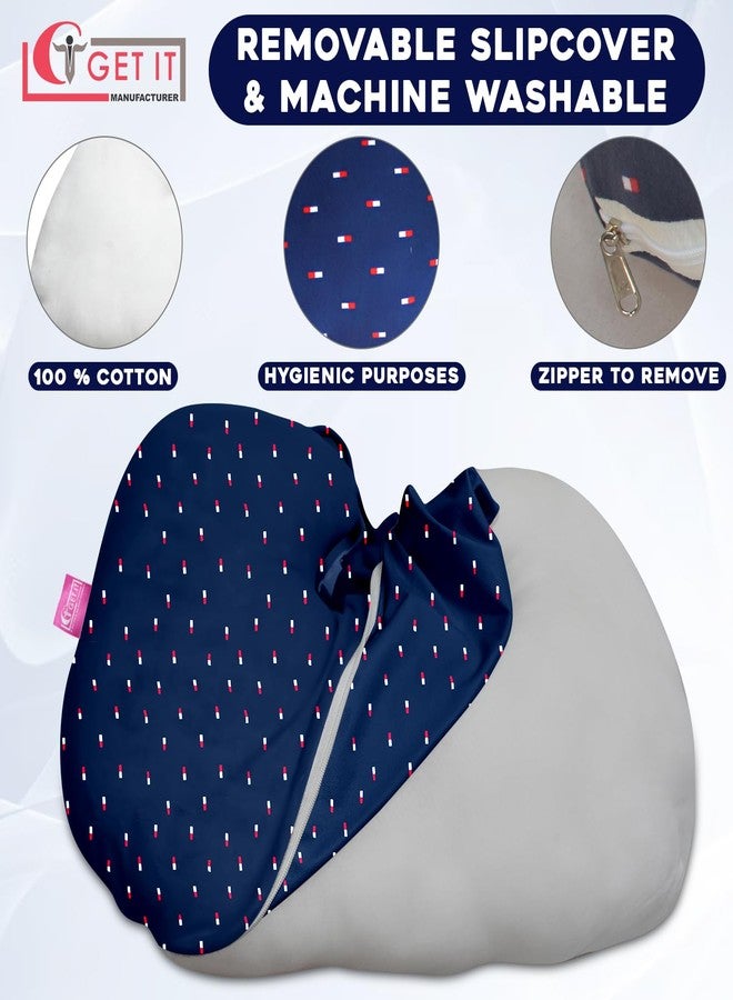 GET IT Premium Baby Breast Feeding Pillow with Detachable Cover | Newborn Nursing Pillow with Zip Buckle Adjustment | Infant Support for Baby and Mom Breastfeeding-Navy Blue Print - Image 4