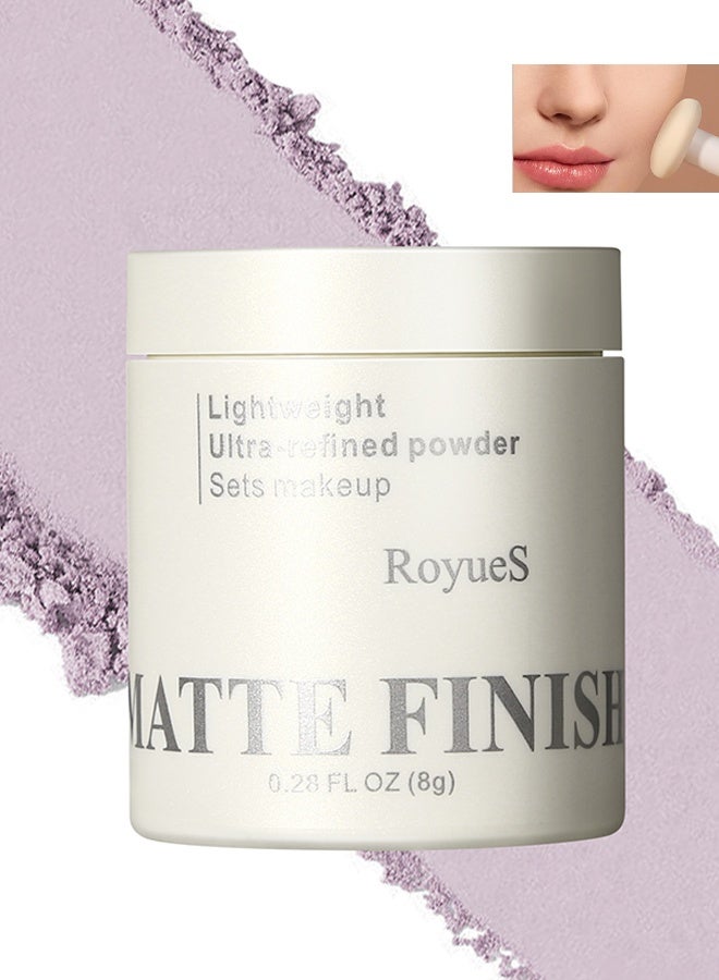 Lightweight Ultra-refined powder Sets makeup,Purple Translucent Setting Powder, Matte Finishing Powder Oil Control for Long Lasting Makeup, Lightweight Loose Powder Waterproof Makes Skin, for All Skin Tones #01