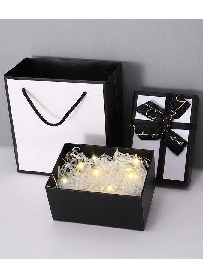 Generic Empty Gift Box 14 * 10 * 7cm Black Color with Paper Bag for New Year Wedding Eid Birthday Groomsman Father's Day Presents Display and Packing  - Image 1