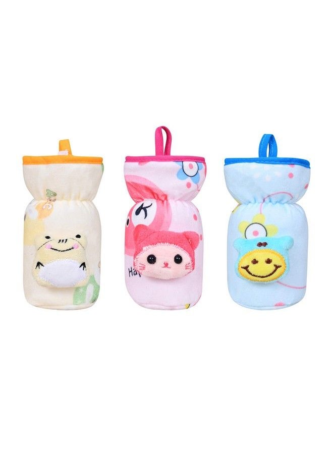 The Little Lookers Soft Plush Stretchable Baby Feeding Bottle Cover With Easy To Hold Strap ; Cute Animated Overall Print Pack Of 3 (Multicolor Narrow Neck 120Ml 4Oz)  - Image 2