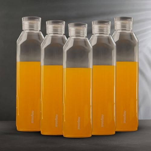 Nayasa Space Plastic Water Bottle 1150 ml | Set of 5 | BPA-Free Fridge Bottle for Home, Office, School, Gym | Leak-Proof & Durable | Grey - Image 2