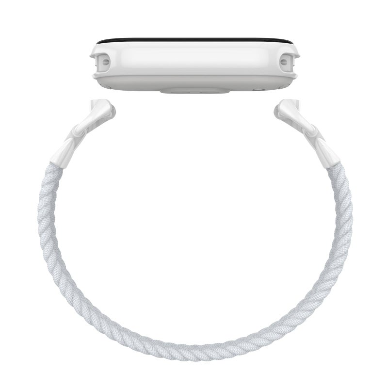 إيروريكس لساعة شاومي الذكية 10 / 9 / 8، سوار ساعة من النايلون المنسوج برأس معدني، المقاس: M (أبيض سيراميكي) - Image 4