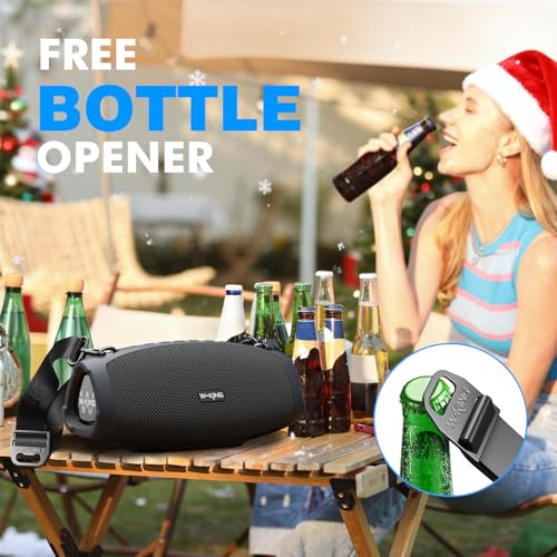 W-KING Bluetooth Speaker Loud, 120W Max Portable Speakers Bluetooth Wireless, IPX6 Waterproof Party Large Speaker Outdoor Boombox Subwoofer*2, 70W Triple Passive Radiator-42H Deep Bass, TF, AUX, EQ - Image 5