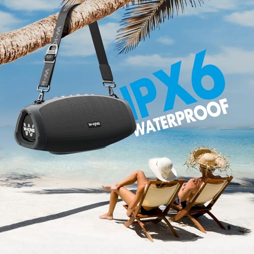 W-KING Bluetooth Speaker Loud, 120W Max Portable Speakers Bluetooth Wireless, IPX6 Waterproof Party Large Speaker Outdoor Boombox Subwoofer*2, 70W Triple Passive Radiator-42H Deep Bass, TF, AUX, EQ - Image 4