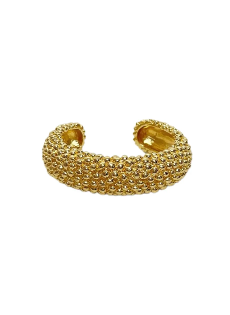 Statement adjustable bracelet w/round details gold