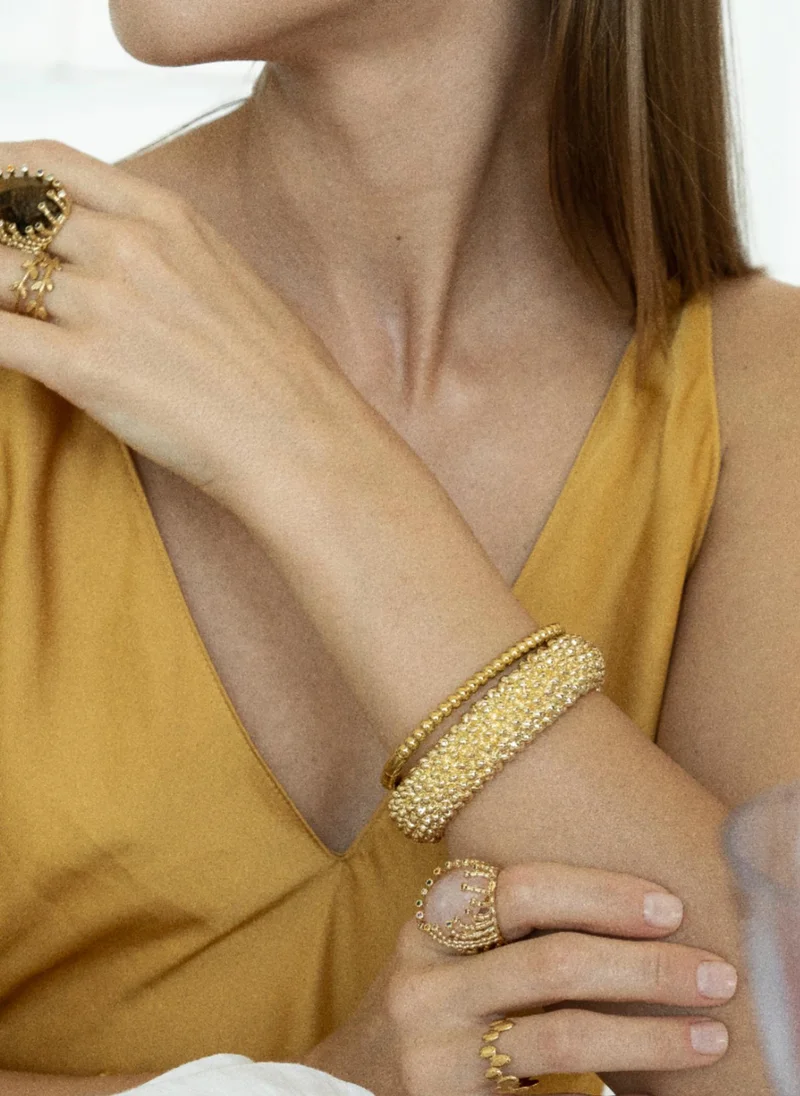AMIE Dubai  Statement adjustable bracelet w/round details gold for Women | Best Price UAE