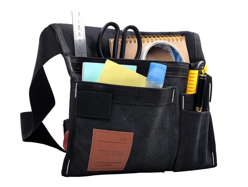 VIDAR TOOLS 6-Pocket Single Side Tool Belt Pouch/Utility Belt/Work Apron for Carpenter and Gardener.Durable Canvas Construction.Comfortable Adjustable Belt.Light Weight.BLACK - Image 3