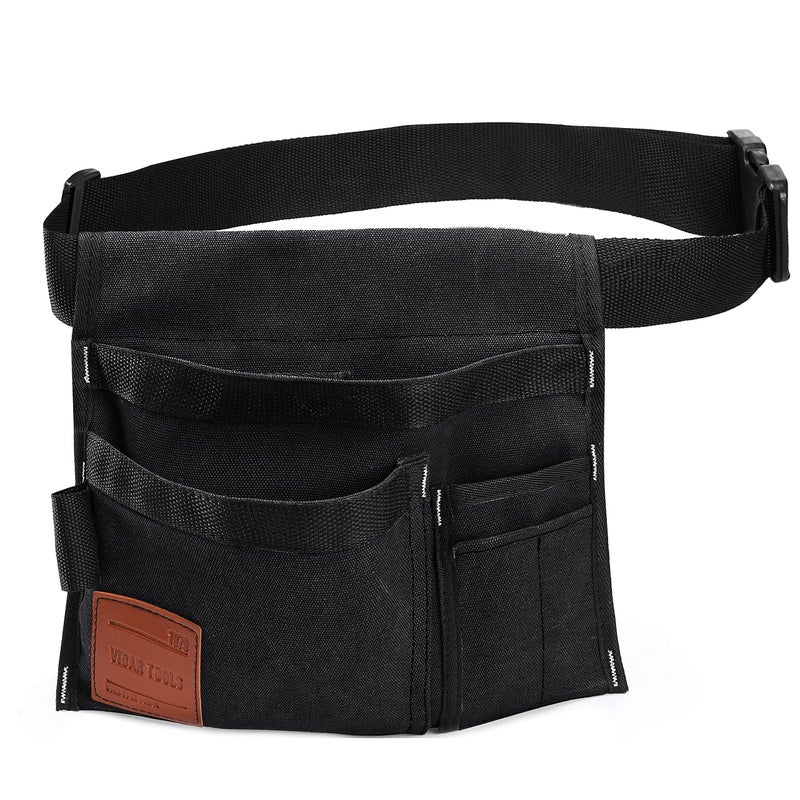 VIDAR TOOLS 6-Pocket Single Side Tool Belt Pouch/Utility Belt/Work Apron for Carpenter and Gardener.Durable Canvas Construction.Comfortable Adjustable Belt.Light Weight.BLACK - Image 1