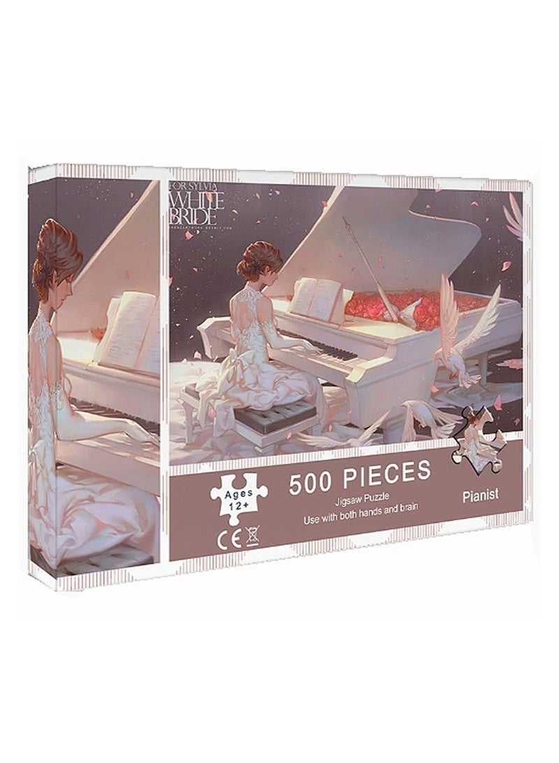 500pcs adult cartoon puzzle, cartoon drawing challenge puzzle, suitable for family activities, game nights, gifts to relieve stress, soul pianist - Image 1