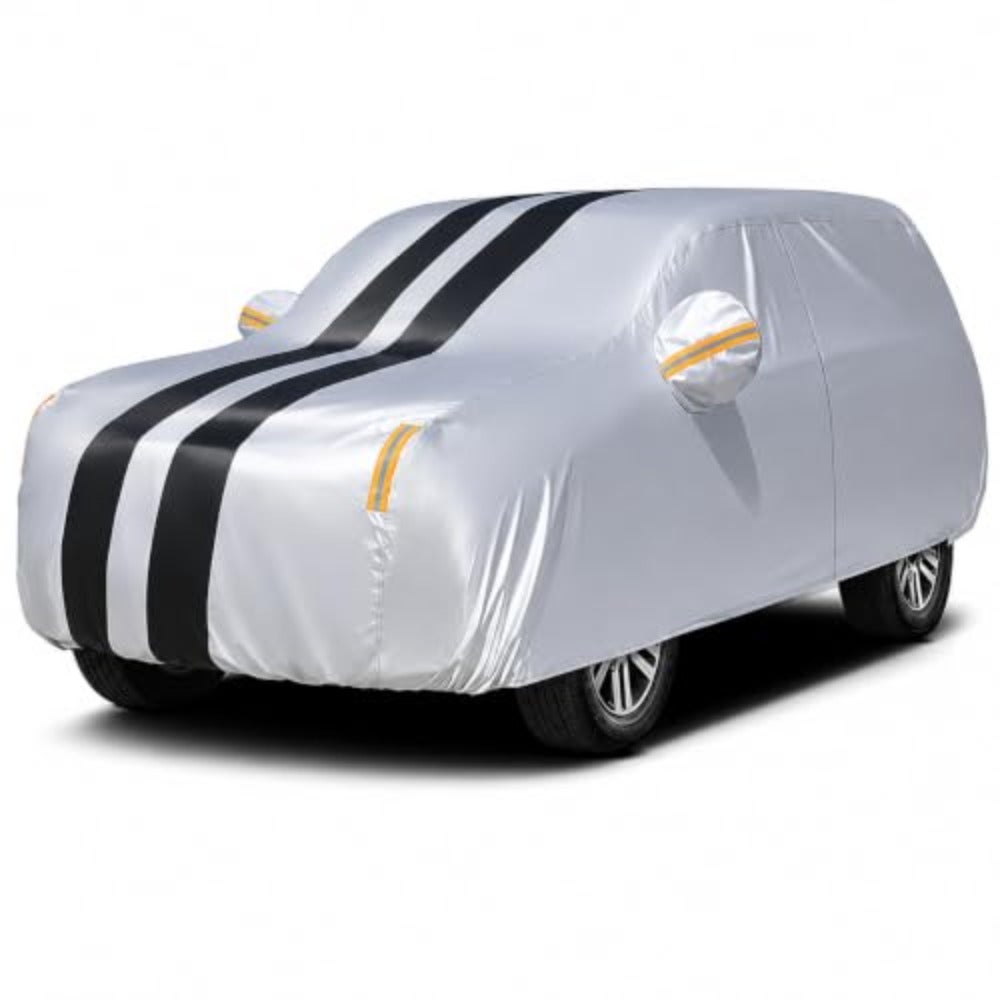 Full Car Cover All Weather Heavy Duty Rain Sun UV Protection Door Zipper Fits BMW X Series Benz SUV Highlander Range Rover Porsche Sedan Length 4.7-5.3m