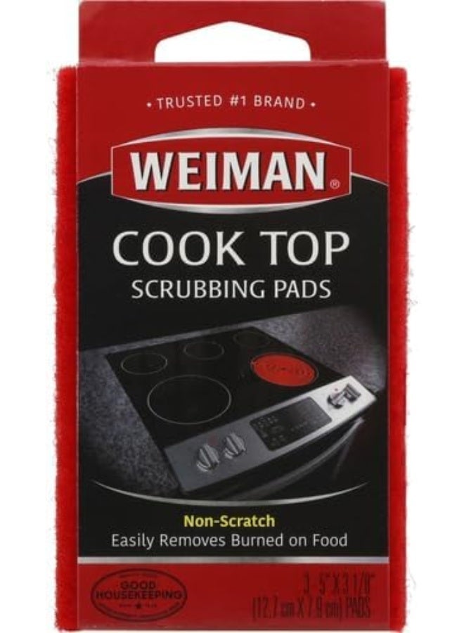 Weiman Cooktop Scrubbing Pads Non-Scratch Kitchen Cleaning Sponge Pads for Glass Ceramic Stove Top Burnt Food Remover Heavy Duty Scrubber Pack 3 Kitchen Cleaning Tools - Image 1