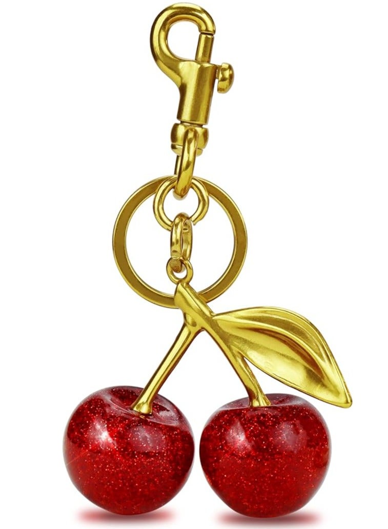 SAGO Cherry Bag Charm, Cherry Purse Charm for Handbags, Shiny Cherry Keychain, Bag Accessories, Cute Keychain for Women and Girls - Image 1