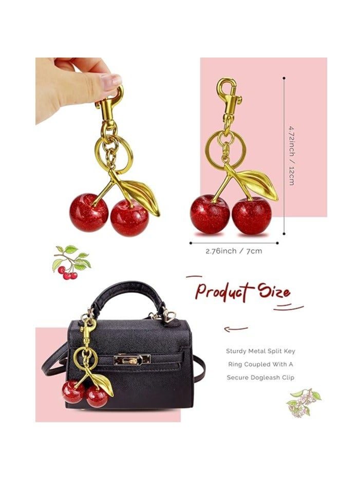 SAGO Cherry Bag Charm, Cherry Purse Charm for Handbags, Shiny Cherry Keychain, Bag Accessories, Cute Keychain for Women and Girls - Image 2
