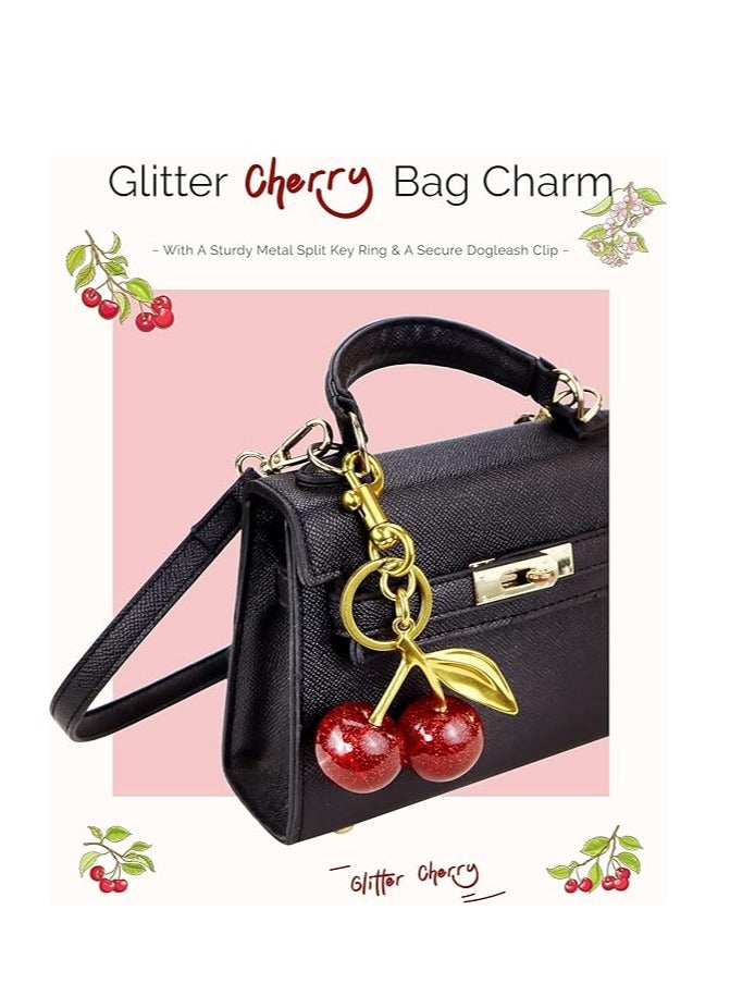 SAGO Cherry Bag Charm, Cherry Purse Charm for Handbags, Shiny Cherry Keychain, Bag Accessories, Cute Keychain for Women and Girls - Image 3