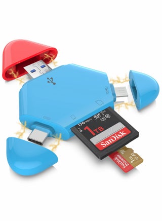 SD Card Reader, Triangle Memory Card Reader for Mobile Computer Tablet with Apple and Type-c Interface, OTG Adapter / Portable Magnetic SD / TF 3-in-1 Card Reader for PC and Smartphone (Blue & Red) - pzsku/ZACC05CD1585C9B0EC5CAZ/45/_/1667465372/ecf7db74-fa9c-44a6-9056-36a02965ba56