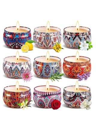 Scented Candles Set,Aromatherapy Candle Smokeless with Natural Soy Wax,Candles for Aromatherapy, Bath, Yoga,18H Duration per Candle,Relaxing Stress Relief Aroma Home Best Gift for Women,9pcs - view 2