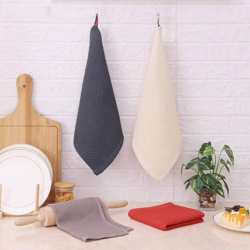 Kitinjoy 100 Cotton Kitchen Dish Cloths 12 Pack Waffle Weave Ultra Soft Absorbent Dish Towels for Drying Dishes Quick Drying Dish Rags 12 X 12 Inch Multicolor - Image 5